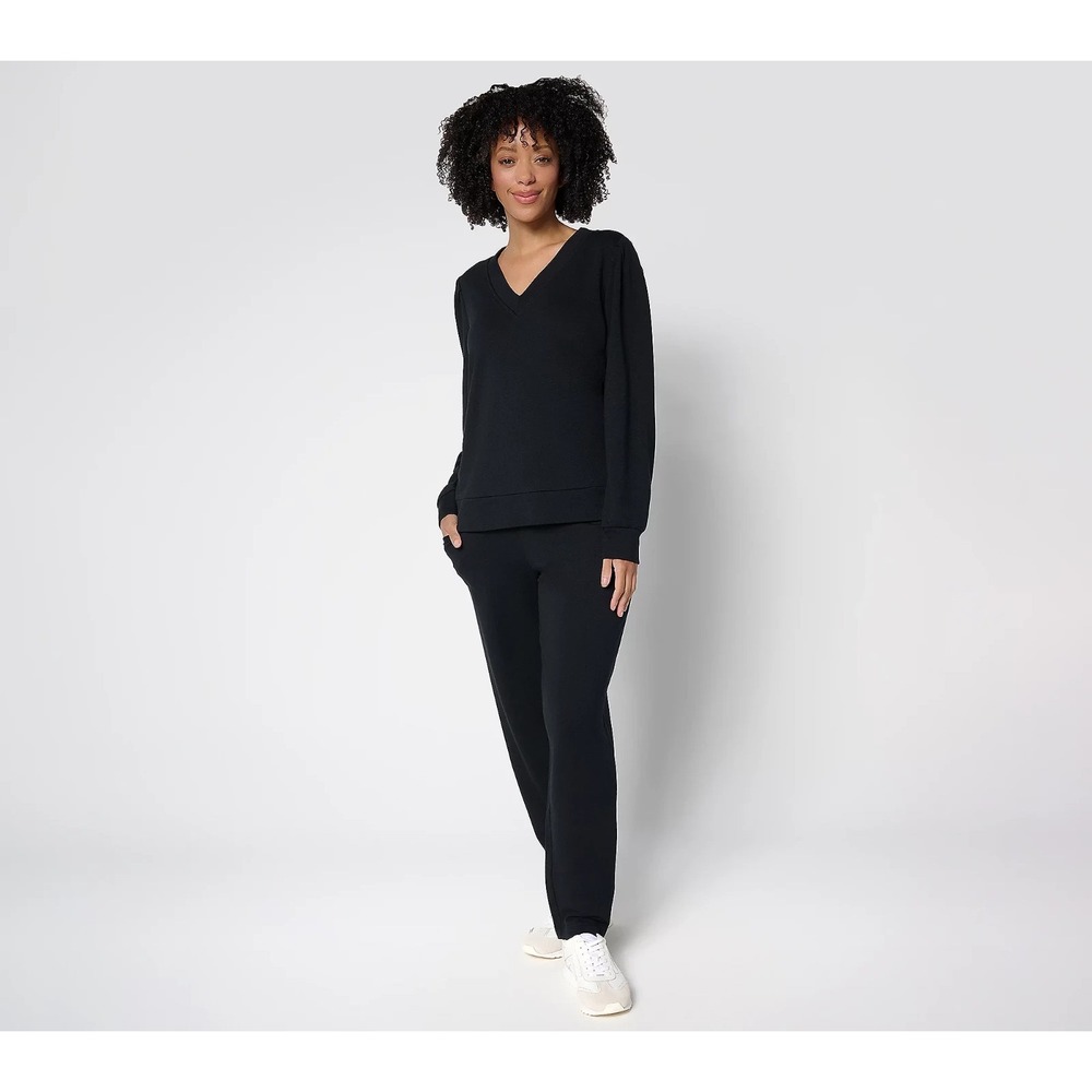 Anybody Regular Cozy Knit French Terry Top & Pants Set Black M New #14E - Picture 1 of 6